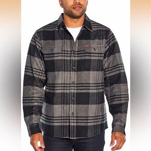 Orvis Men's Charcoal and Black Plaid Shirt Jacket